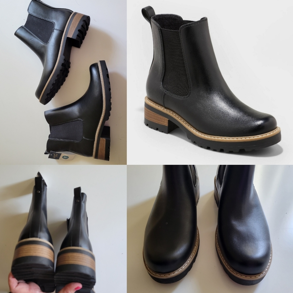 Universal Thread Celina Chelsea Boots 12W Black Vegan Leather 12 W Wide NWT